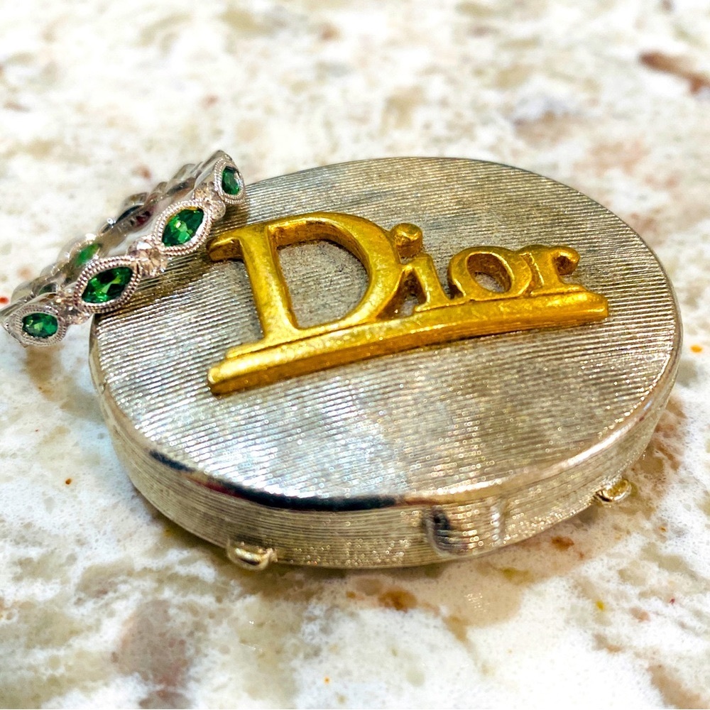 Vintage inspired 14k white gold, peridot diamond ring.